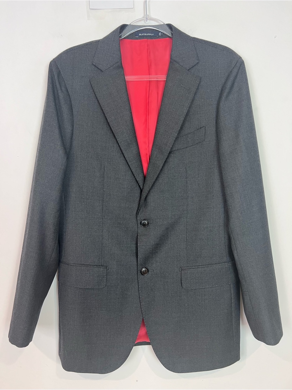 SUIT SUPPLY GRAY MICRO DOT TEXTURED WEAVE SINGLE BREASTED SUIT JACKET MENS 40L